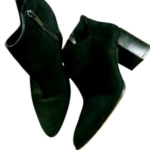 Vince Camuto Black Suede Ankle Boots (Leather Upper) with Chunky Heel